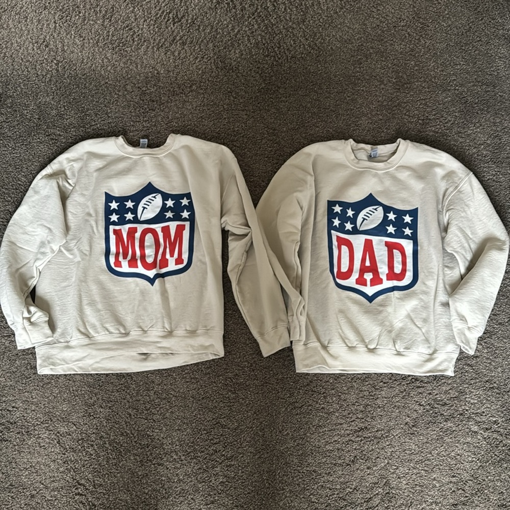 Kids Birthday “Mom and Dad” Football Sweatshirts